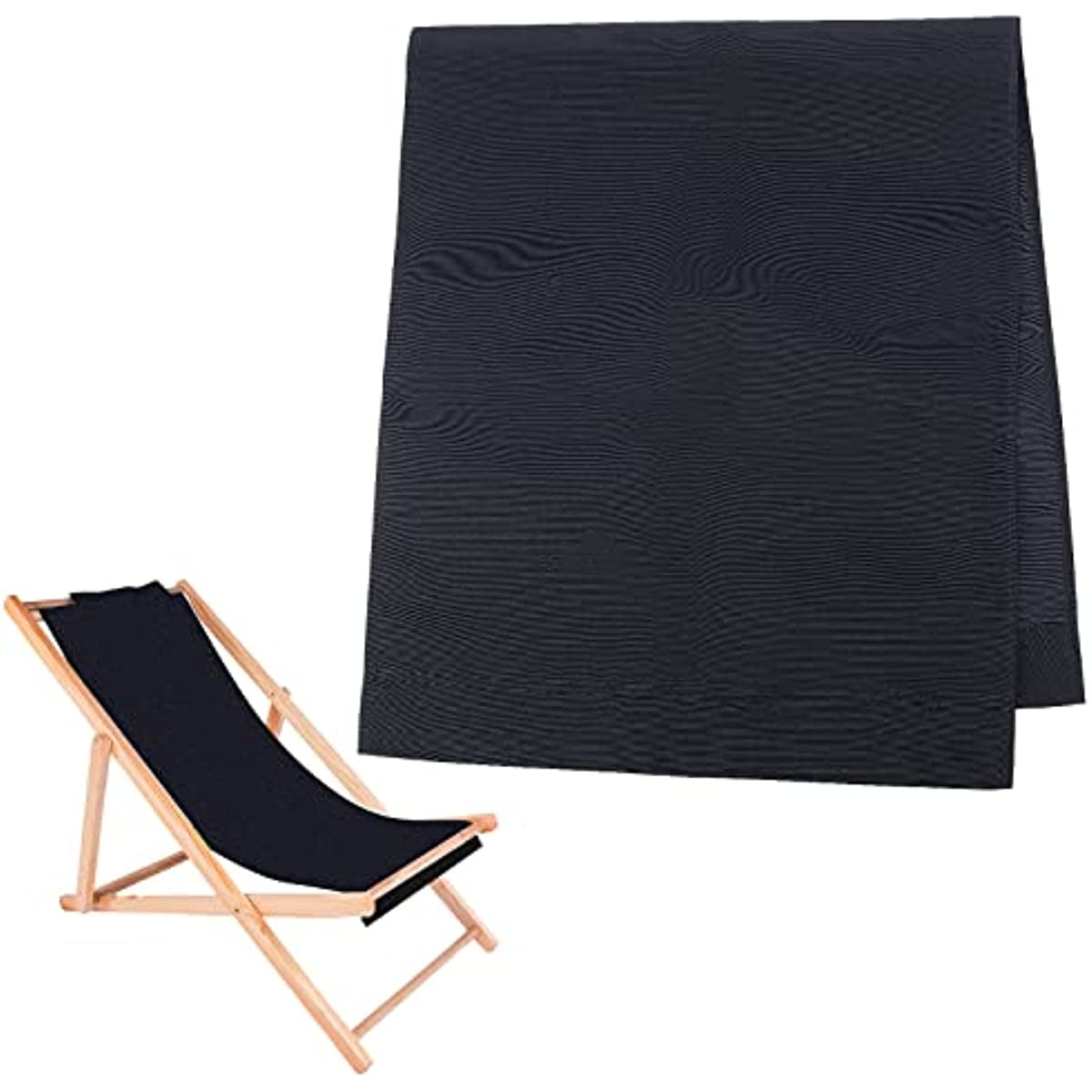 Beach Sling Chair Replacement Fabric, Black Casual Simple Beach Chair Replacement Oxford Cloth