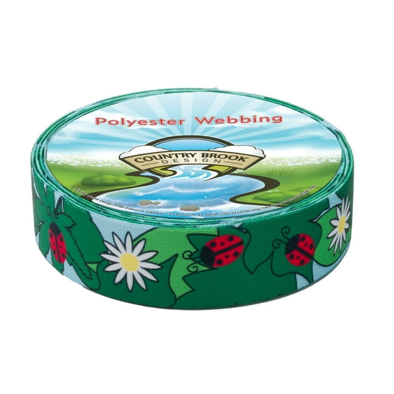 Country Brook Design - Ladybug Picnic Polyester Webbing (1 Inch)