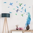 thumbnail image 4 of ¡Oferta! Pegatinas de pared Leott con plumas azules, para sala de estar, decoración creativa de ventanas con plumas de pájaro, 2 unidades, 4 of 5