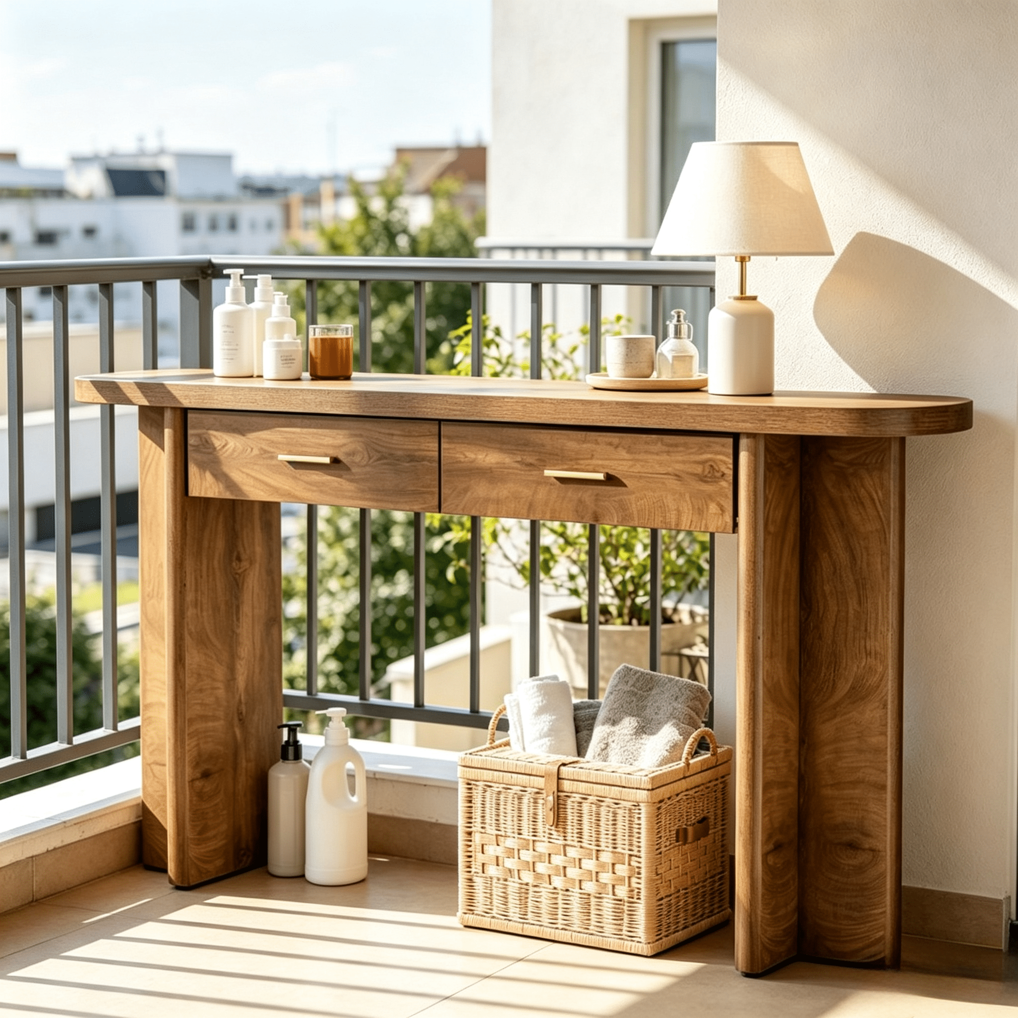 63 Inch Rustic Console Table with 2 Drawers, MDF Entryway Table with Gold Handles & Rounded Edges, 220 lbs Tabletop Capacity for Hallway Sofa Kitchen