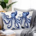 thumbnail image 2 of Throw Pillow Covers 24x24 Inch Set of 2, Navy Blue Octopus Coastal Waterproof Outdoor Pillow Covers, Nautical Summer Beach Ocean Decorative Cushion Pillowcases for Couch, Sofa, Bed, Garden, Patio, 2 of 9