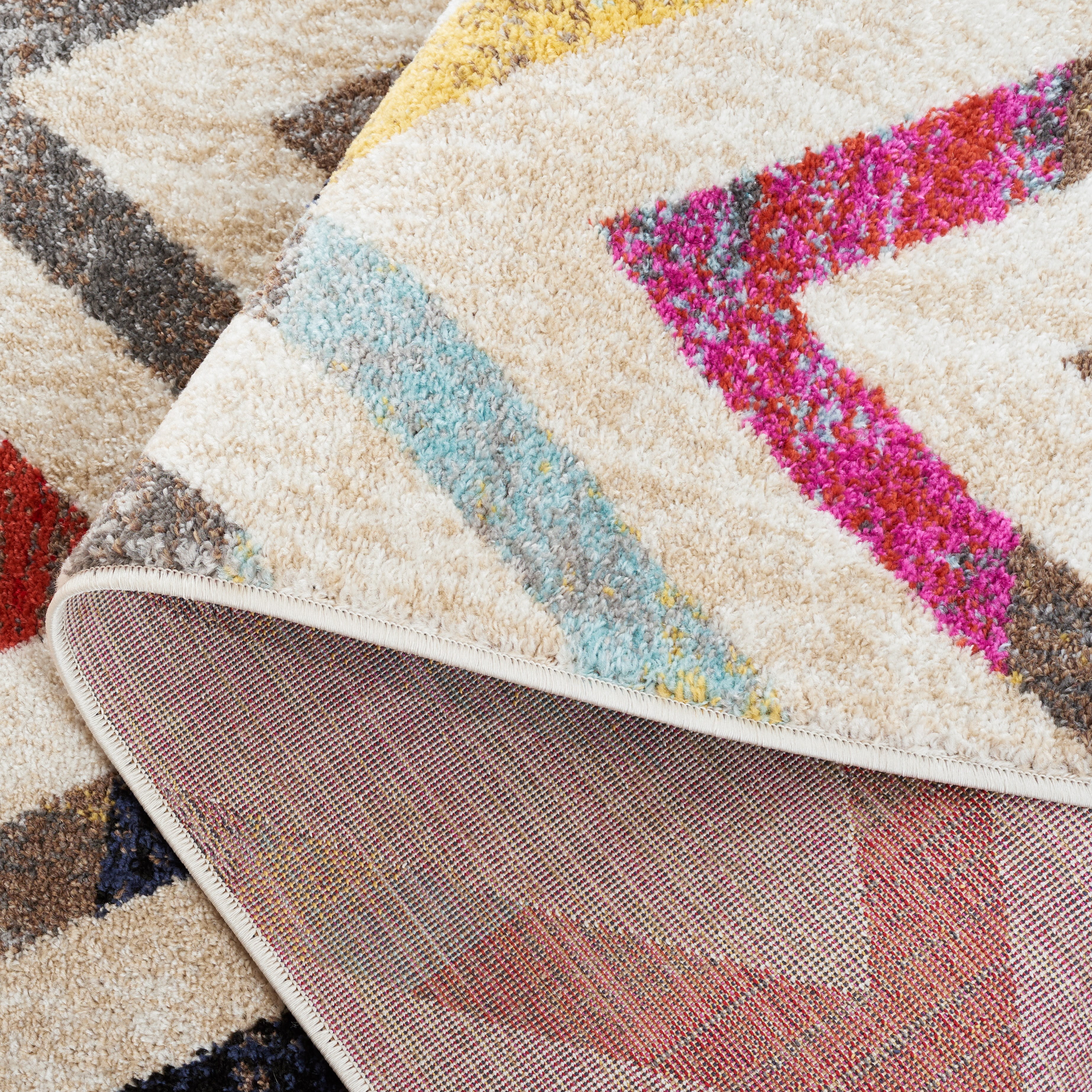 SAFAVIEH Adirondack Kenneth Zig Zag Area Rug, Ivory/Grey Rust, 6' x 6' Round