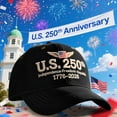 thumbnail image 3 of syligr America(US) 250 Hat Patriotic July 4th 2026 Stars and Stripes Unisex Baseball Cap Comfortable Adjustable Cotton Hat for Men Women Independence Day Celebration Souvenir Veteran Military Gift, 3 of 7