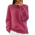 thumbnail image 2 of Frostluinai Sweaters for Women Long Sleeve Cable Knit Sweaters Crew Neck Lightweight Fall Sweaters Basic Solid Color Comzy Soft Sweaters, 2 of 6