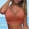thumbnail image 3 of TOWED22 Bikini Swimsuit for Women Underwire Full Coverage Bikini Top Only Criss Cross Push Up Swim Crop Top Tie Back Bathing Suit(Coffee,L), 3 of 5