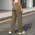 thumbnail image 6 of Ozmmyan Plus Size Womens Cargo Sweatpants Drawstring Elastic Waist Wide Leg Loose Fit Casual Lounge Pants with Side Flap Pockets for Daily Wear, 6 of 8