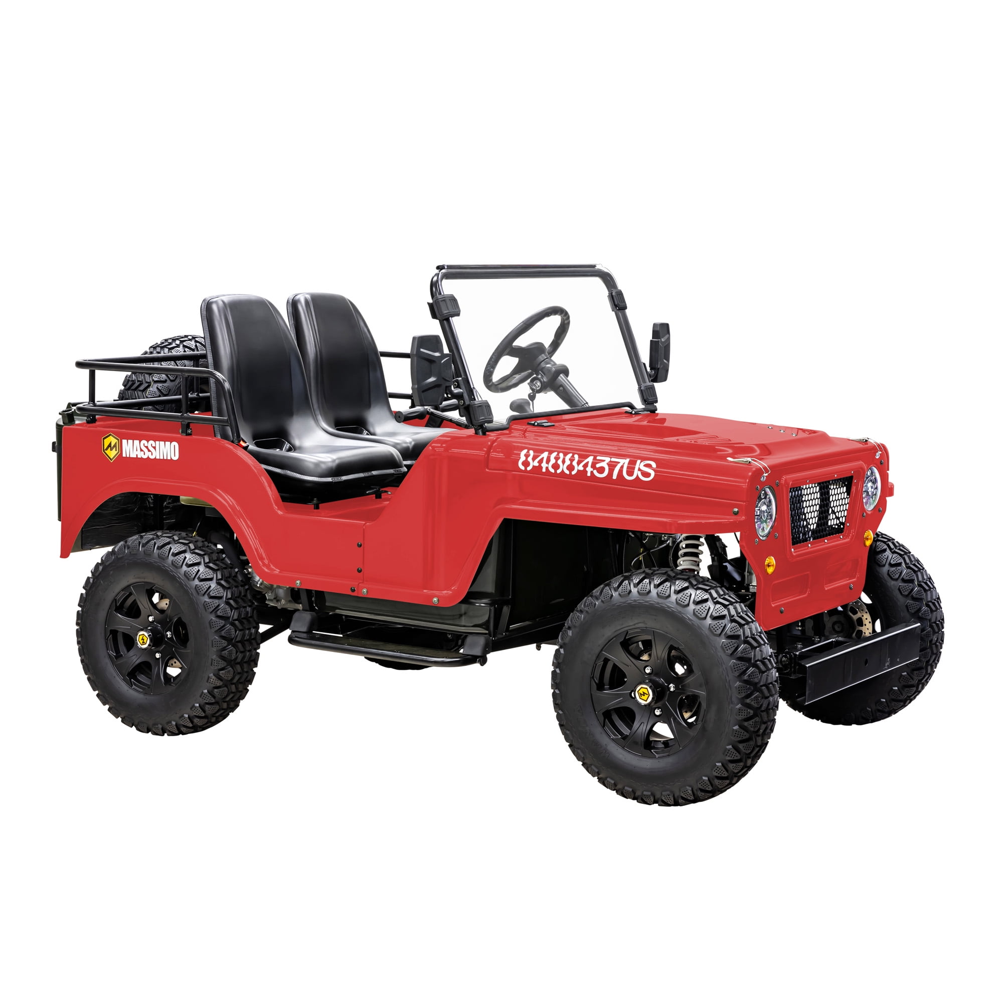 Massimo GKD350 Gas Go Kart – 300cc 18HP 4-Stroke Automatic, 2-Seater Military Style – Red
