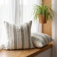 thumbnail image 4 of Unique Bargains 2Pcs Textured Frayed Striped Throw Pillow Covers Bean Green 18"x18", 4 of 7