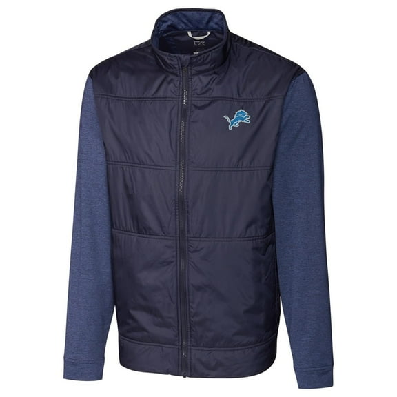 Men's Cutter & Buck Navy Detroit Lions Stealth Full-Zip Jacket