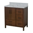 thumbnail image 3 of California 36" Bathroom Vanity with Walnut Cabinet and Carrara Marble Top, 3 of 6