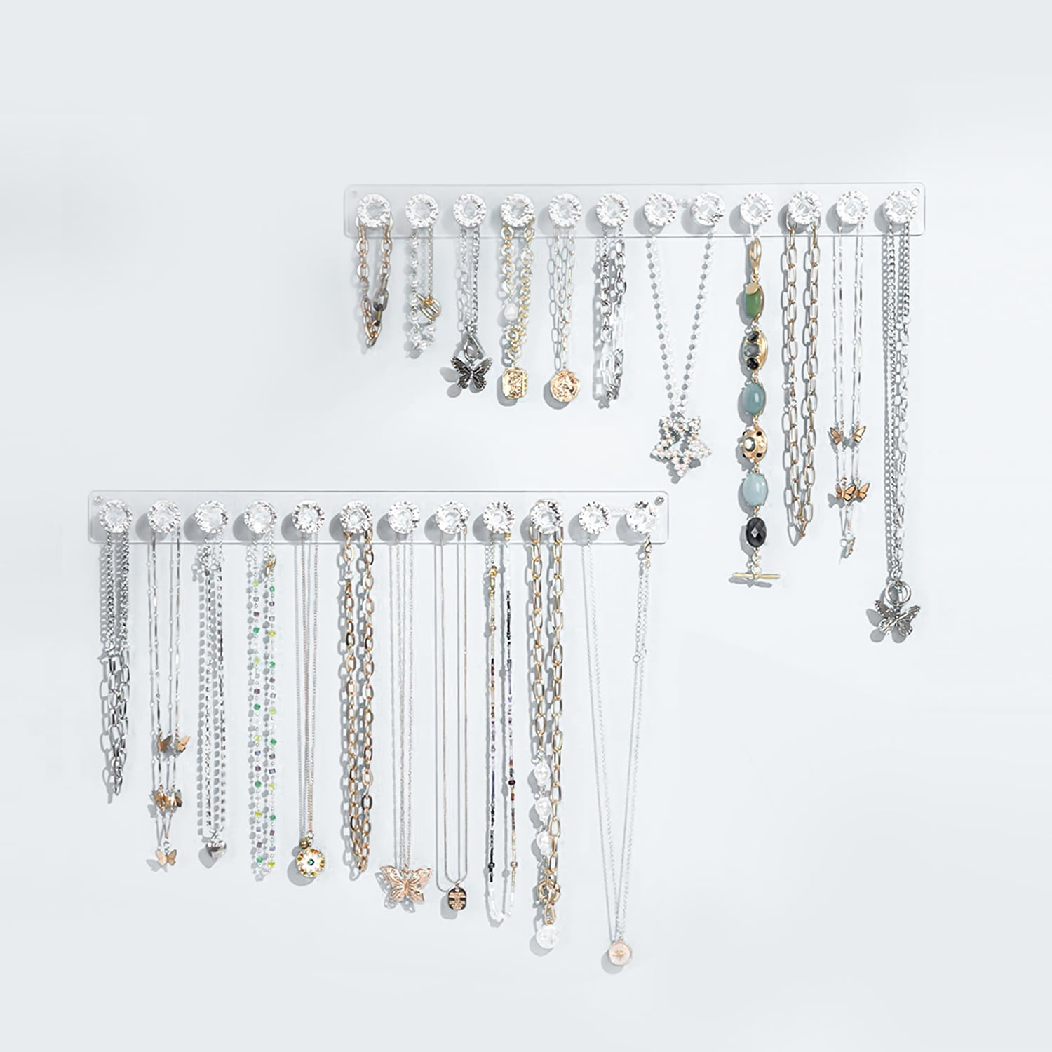 2 Pack Acrylic Necklace Hanger, Wall Mounted Necklace Hangers Hanging