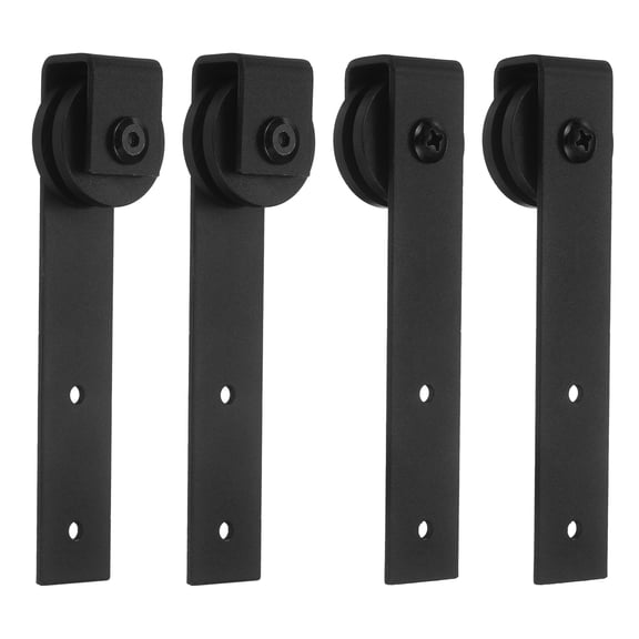 4Pack Sliding Barn Door Hardware Hanger, Mini Sliding Door Hardware for TV Stands Wardrobe Small Cabinets (115x29mm, Straight 2 Holes)