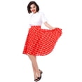 thumbnail image 5 of IBTOM CASTLE Women Pleated Vintage Skirt Floral Print A-Line Midi Skirts 50s Polka Dots Knee-Length Flared Swing Cocktail Party Dresses XL Red - Polka Dots, 5 of 8