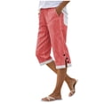 thumbnail image 7 of Noric Women's Cotton Striped Capri Pants Summer High Waisted Casual Cropped Trousers with Pockets, 7 of 7