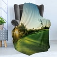 thumbnail image 4 of Golf Soft Flannel Fleece Throw Blanket, Sunset at the Golf Field in Countryside Relaxing Dominican Resorts, Cozy Plush for Indoor and Outdoor Use, 60" x 80", Green Cadet Blue, by Ambesonne, 4 of 5