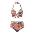 thumbnail image 4 of TOWED22 Womens Tummy Control Bathing Suits Twist Front Two Piece Swimsuit Lace Up Tie Back Bathing Suits（Watermelon Red,M）, 4 of 5