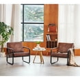 thumbnail image 2 of Mid-Century Accent Chair PU Leather Armchair, Retro Accent Chair with Metal Frame Sofa Chair Lounge for Living Room， Brown, 2 of 7