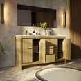 thumbnail image 4 of Lafarre 60 in W Rustic Acacia Double Bath Vanity, Cultured Marble Top and 55 in Mirror, 4 of 9