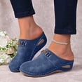 thumbnail image 2 of Dakaela Suede Closed Toe Clogs Women Arch Support Wedge Slip on Mules Orthopedic Backless Walking Shoes Indoor Outdoor (Blue,6), 2 of 9