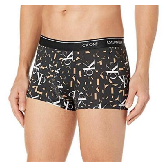 Calvin Klein Men's Ck One Micro Low Rise Trunks, Intersection Logo Print, Large