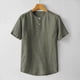 thumbnail image 3 of Camisas de Manga Corta de los Hombres de Verano Casual de Color Sólido de Cuello Redondo para el Hogar Y el Uso Diario, 3 of 4