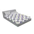 thumbnail image 2 of Ambesonne Floral Fitted Sheet & Pillow Sham Set, Purple Gramophone Orchids, Queen, Multicolor, 2 of 2