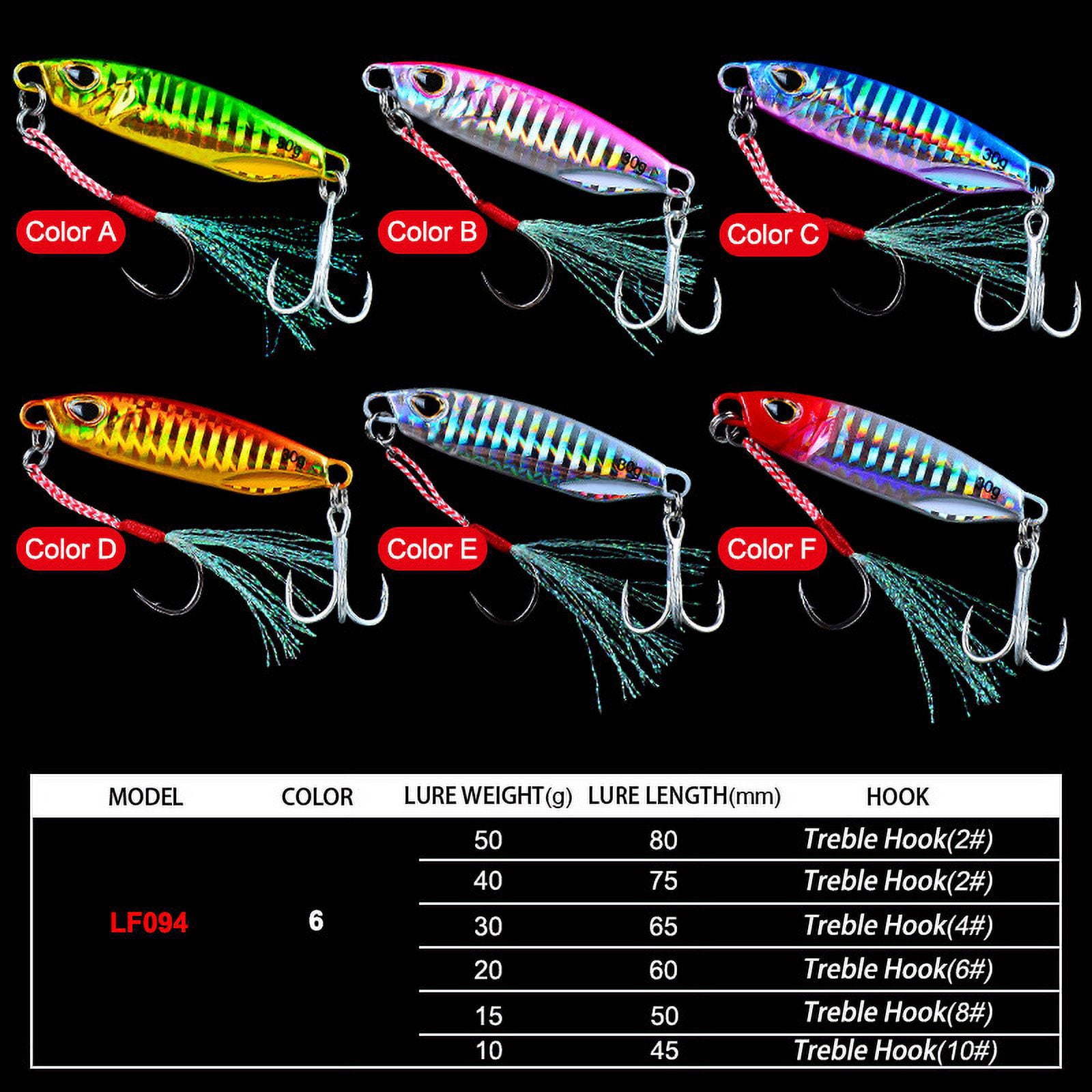 6Pcs 10g-50g Laser Duo Metal Jig Fishing Lure Slow Jigging Baits realistic silhouette