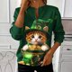 thumbnail image 1 of TaTaai Ladies Fashion St. Patrick's Day Printed Loose Round Neck Sweatshirt Long Sleeve Casual Top Soft Comfortable for Daily Home Office Streetwear Spring Fall Winter Gift, 1 of 5