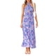 thumbnail image 1 of VISgogo Vestido de mujer con cuello halter, estampado de flores, sin mangas, sin espalda, dobladillo con volantes, vestido largo VISgogo moda, 1 of 7
