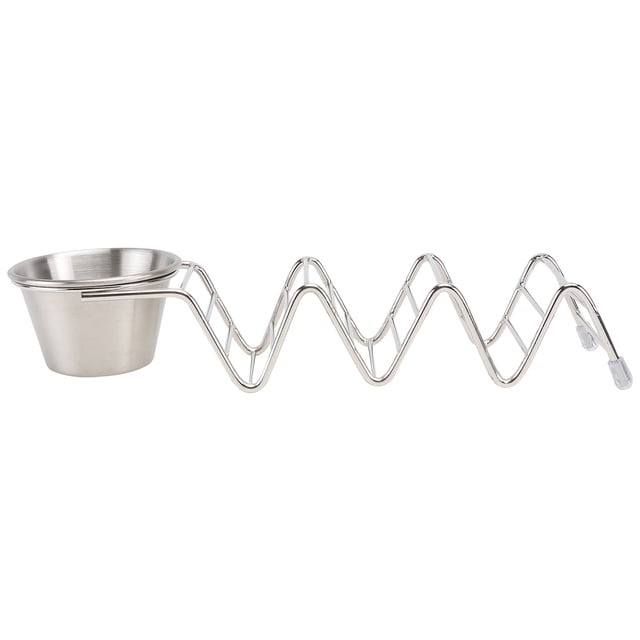 1Pc Household Pancake Holder Stainless Taco Rack Display Stand with Cup (Silver)