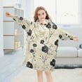 thumbnail image 5 of FORMRS Wearable Blanket Hoodie with Sleeves for Kids Cozy Flannel Sweatshirt, Small Black Flowers, 5 of 7