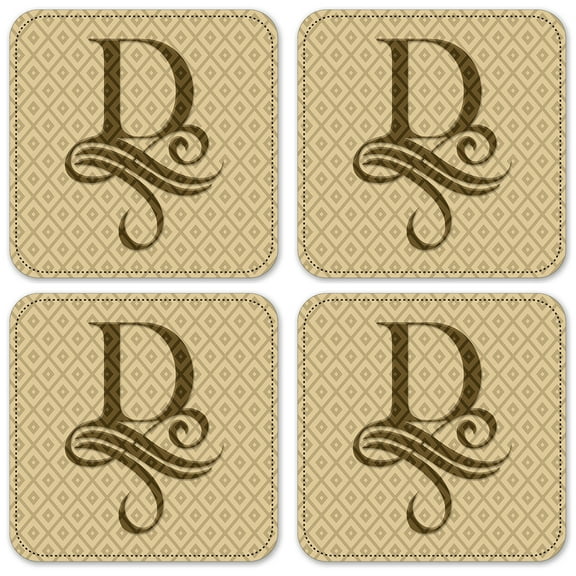 Vinyl Drink Coasters - Set of 4 - Letter "D" Monogram