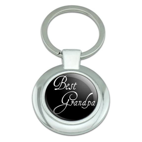 Best Grandpa Classy Round Chrome Plated Metal Keychain