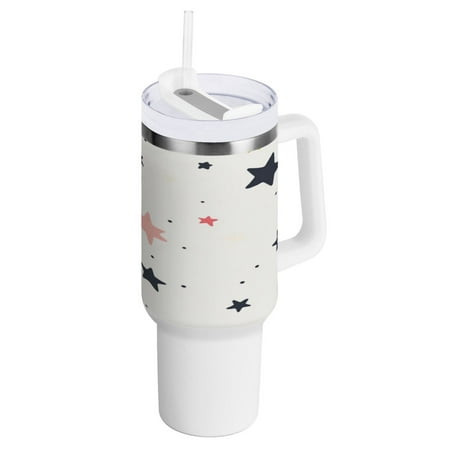 

40 Oz Car Handle Water Bottle 10.8x3.85 Inch Handle And Straw Travel Water Bottle Reusable Stainless Steel Water Bottle Cartoon Colored Stars