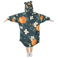 thumbnail image 2 of FORMRS Wearable Blanket Hoodie with Sleeves for Kids Cozy Flannel Sweatshirt, Green Floral Oranges, 2 of 7
