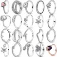 thumbnail image 2 of New 925 Sterling Silver Rings Stackable Infinite Heart Flower Crown For Women Original Silver 925 Wedding Ring Jewelry Gift R0008 8, 2 of 6