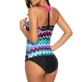 thumbnail image 4 of Women's Purple Blue Zigzag Print Y Back Tankini Top, 4 of 10