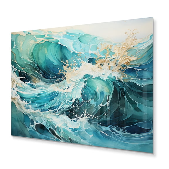 Designart "Oceanic composition III" Abstract Collages Metal Wall Art Prints