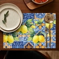 thumbnail image 5 of Set of 4 Lemon Placemats, Wrinkle Free Heat Resistant Flax Linen Table Mats, Bright Yellow Floral Fruit Decor Perfect for Lemon Lovers and Modern Kitchen Summer Themes, 5 of 6