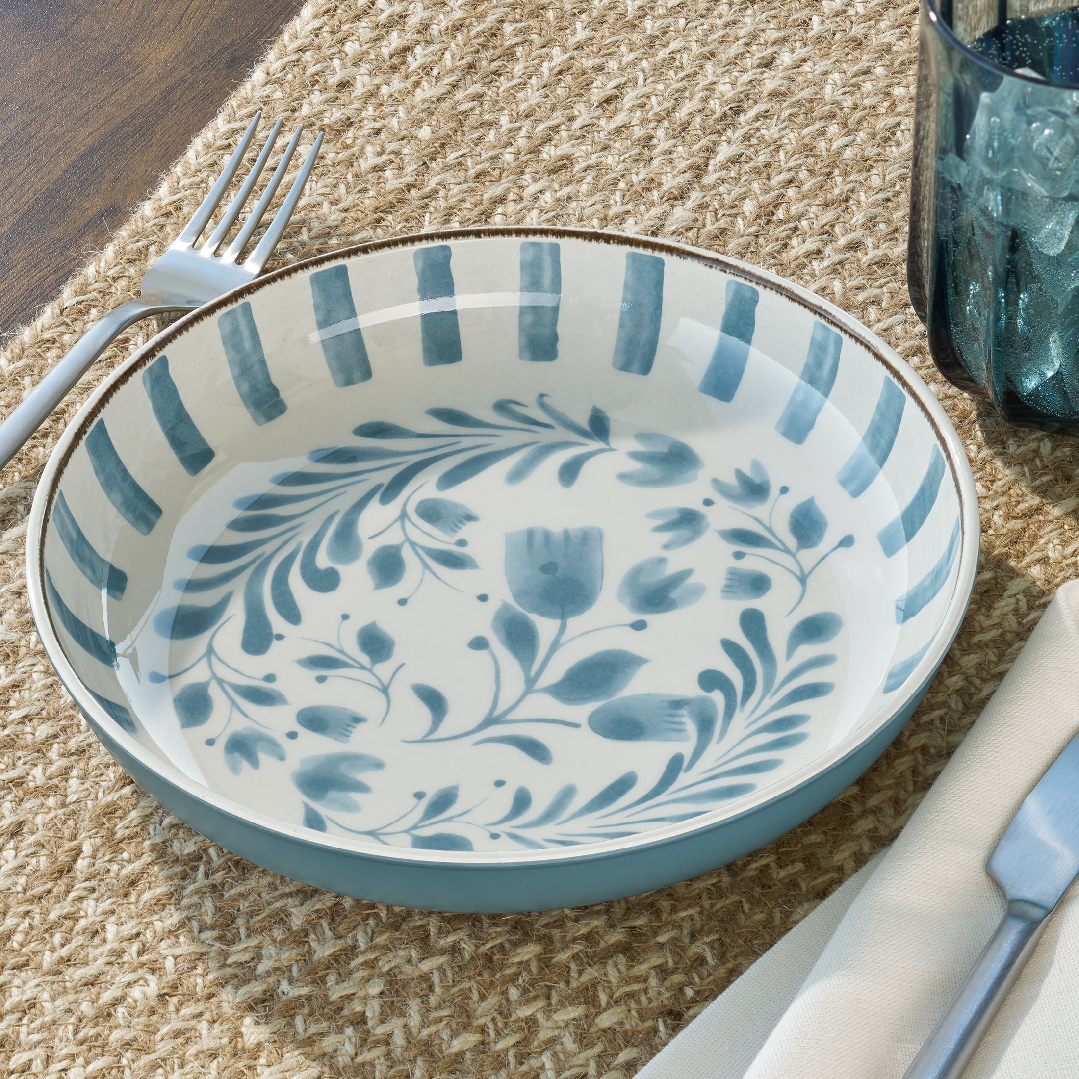Better Homes & Gardens Bamboo Melamine Dinner Bowl, Blue