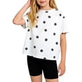 thumbnail image 1 of Ensemble d'Été pour Filles, Haut à Manches Courtes à Imprimé Floral + Short Uni, Tenue 2 Pcs Style Décontracté et Doux, 1 of 8