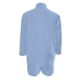 thumbnail image 3 of Arlun 2 Piece Sets for Women Breathable Linen V-Neck Long Sleeves Button down Shirts and Wide Leg Shorts Set 2026 Fashion Solid Color Summer Vacation Beach Outfits Sky Blue XL, 3 of 4
