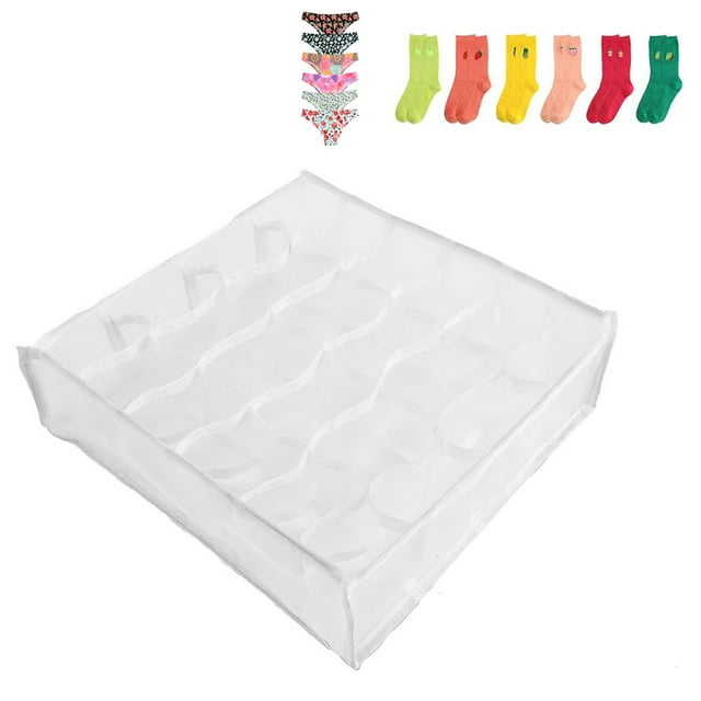 Socks Storage Bags Socks Organizer Divider Underwear Sock Drawer Organizer Foldable Drawer Socks Divider (White)