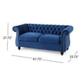 thumbnail image 4 of Ember Interiors Aaniya Velvet Chesterfield Loveseat Sofa, Navy Blue, 4 of 10
