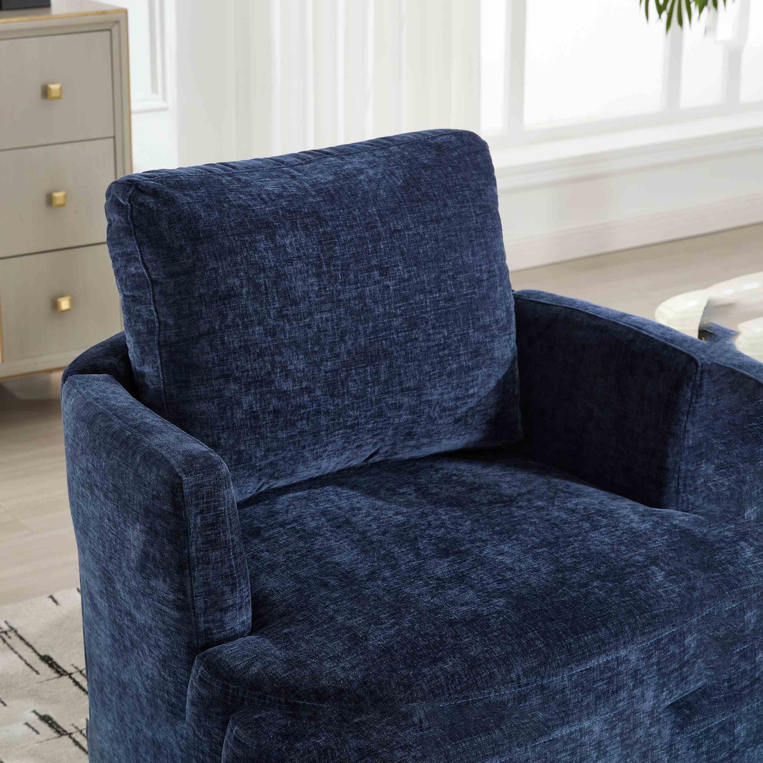 360° Swivel Barrel Chair, Upholstered Accent Chair, Suitable for Nurseries, Offices,Blue
