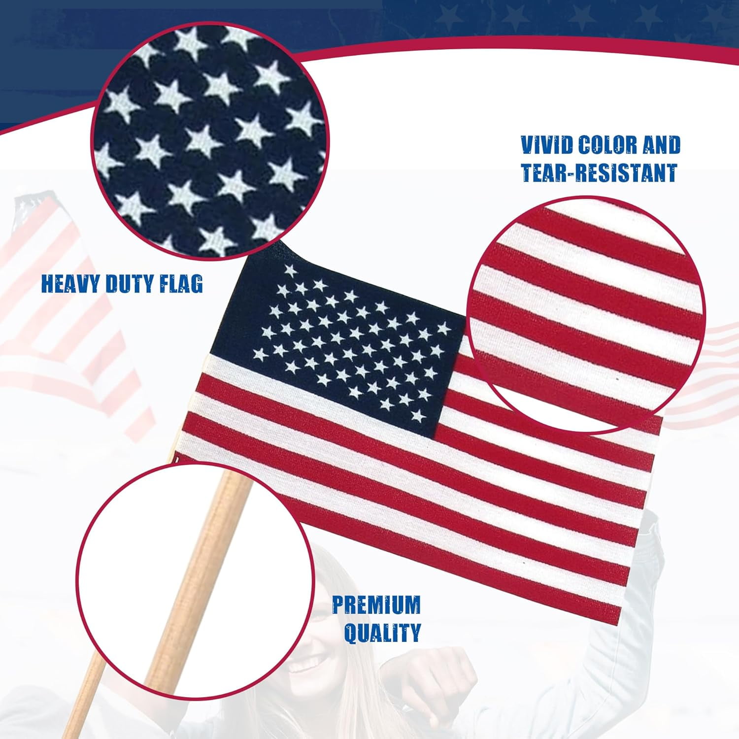 USA Stick Flag  4" x 6" No Tip - 100PK
