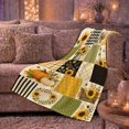 thumbnail image 6 of Autumn Sunflower Pumpkin Patchwork, Festive Holiday Scene, Warm Flannel Blanket for Ranch House and Living Room, Art Lovers Thanksgiving Gift, Festive Home Decor, 6 of 9