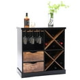 thumbnail image 3 of LuxenHome Black and Brown Wood 2-Drawer X-Storage Wine Cabinet, 3 of 9
