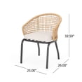 thumbnail image 4 of Herbert Outdoor Wicker Club Chair with Cushion (Set of 2), Light Brown, Beige, and Black, 4 of 12