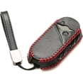 thumbnail image 3 of Vitodeco Genuine Leather Smart Key Fob Cover Compatible with Mini Countryman S ALL4, Countryman SE ALL4, Cooper 2 Door, Cooper S 4 Door, Convertible (4 Buttons, Black/Red), 3 of 5